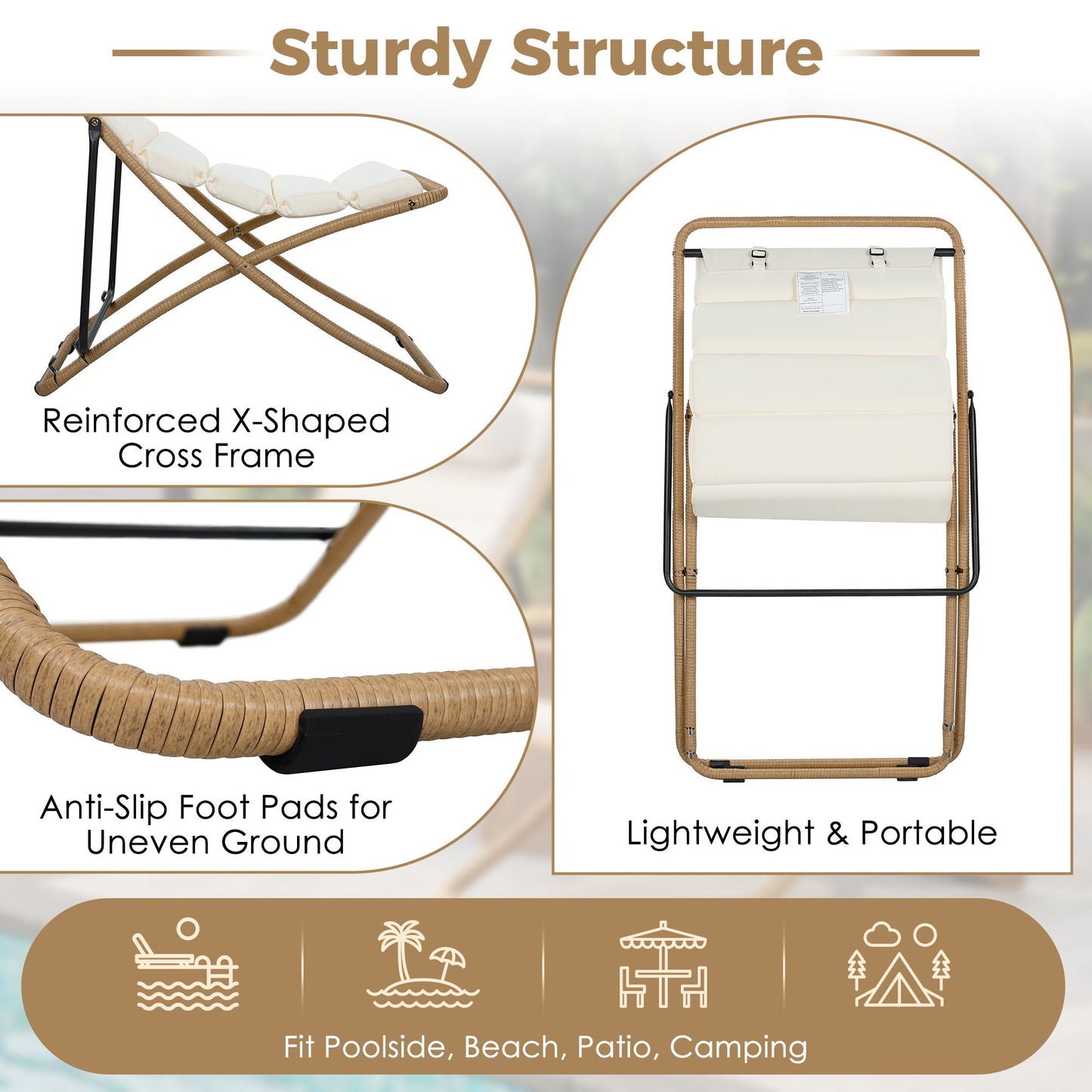Pair of Outdoor Chairs with Adjustable Backrest