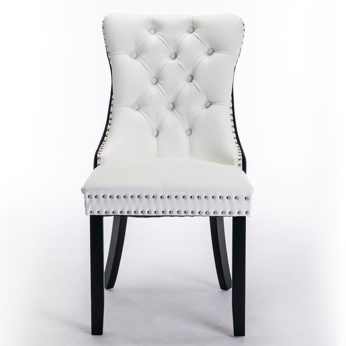 Nikki Modern Upholstered Dining Chair Set 2 white tufted leather nailhead trim HouseOfZazla on Tampa Home & Garden Store