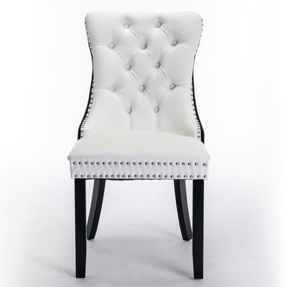 Nikki Modern Upholstered Dining Chair Set 2 white tufted leather nailhead trim HouseOfZazla on Tampa Home & Garden Store