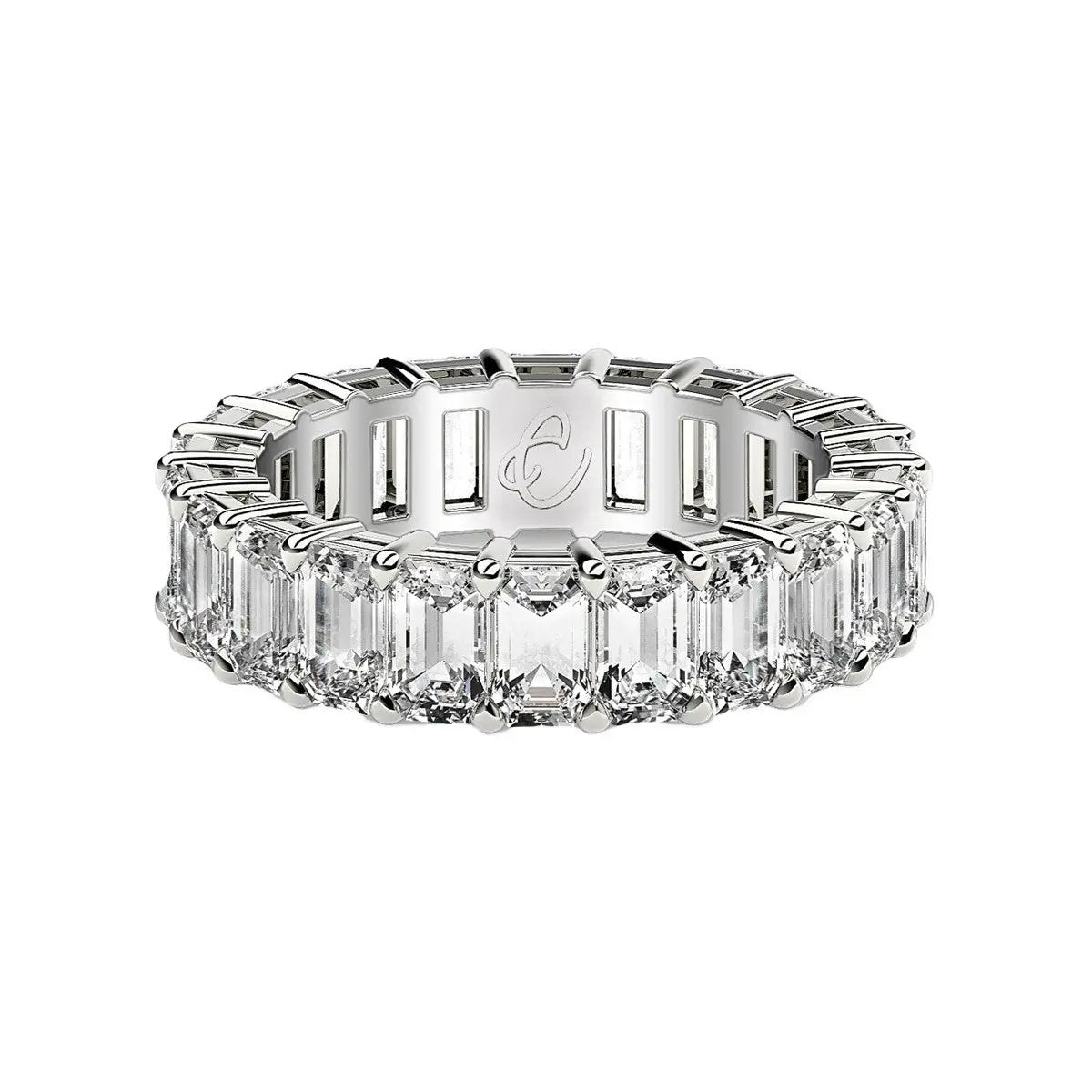 Emerald-cut lab-grown diamond eternity ring in 14k white gold, 2 cttw FG/VS2 on Tampa Home & Garden Store