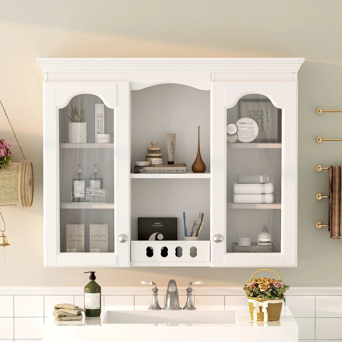 Wall Mounted Medicine Cabinet With Glass Doors