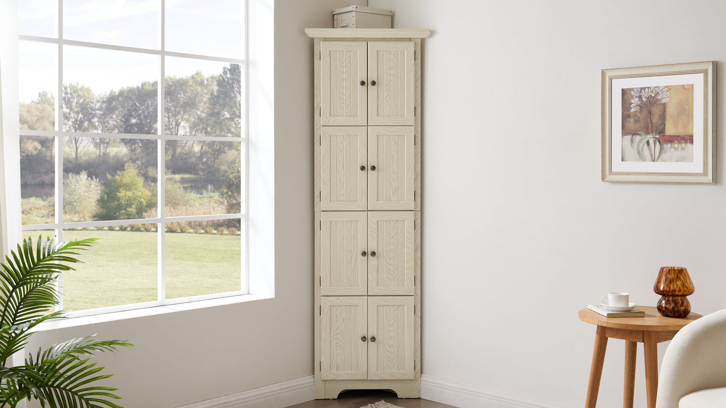 4 Tier Corner Pantry Storage Cabinet With 8 Doors