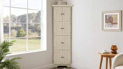 4 Tier Corner Pantry Storage Cabinet With 8 Doors
