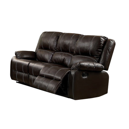 Zuriel recliner sofa by HouseOfZazla, dark brown leatherette with contrast stitching on Tampa Home & Garden Store