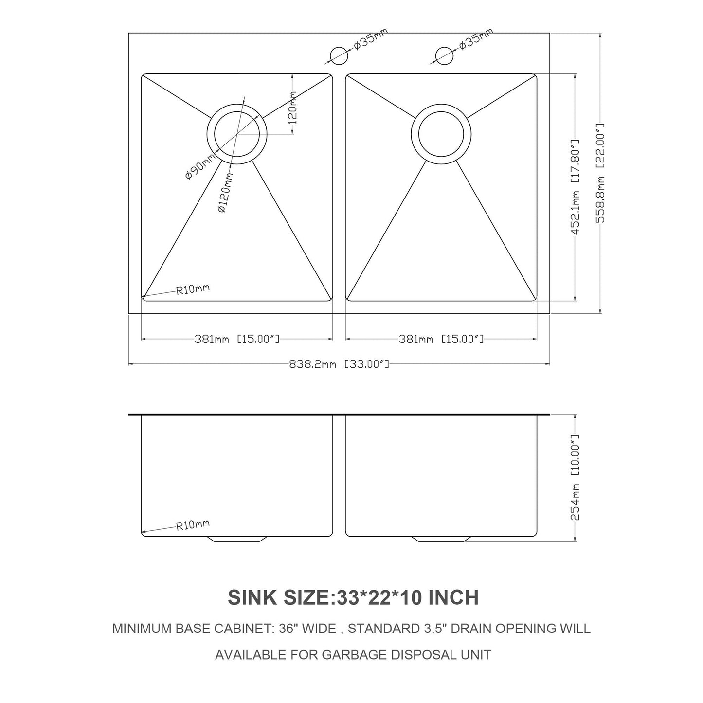Double Bowl Drop in Kitchen Sink Gunmetal Black