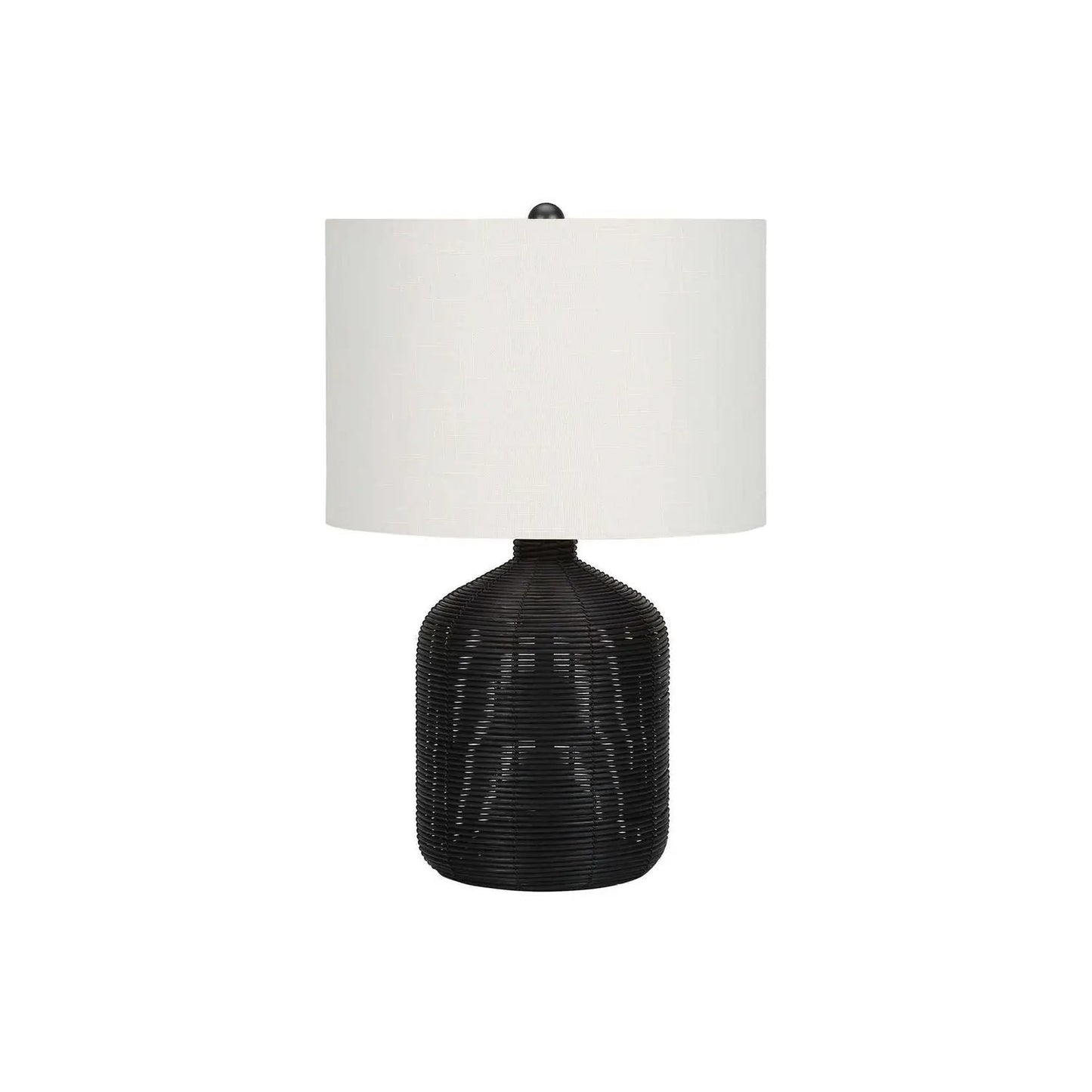 Table lamp with dark rattan base and white fabric shade Unique Piece Furniture on Tampa Home & Garden Store