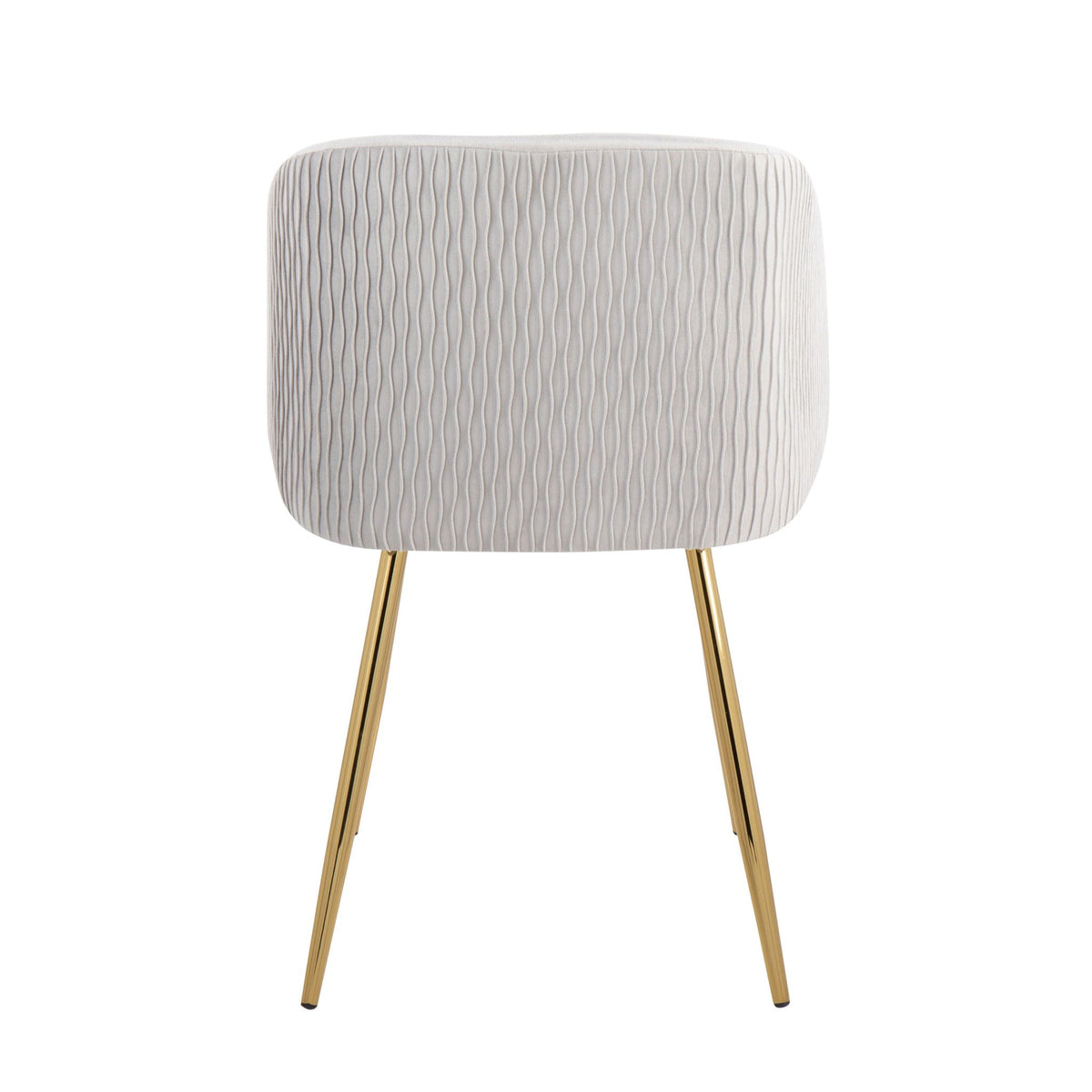 Pleated Waves Contemporary Chair Set of 2 in light gray fabric with gold metal legs on Tampa Home & Garden Store