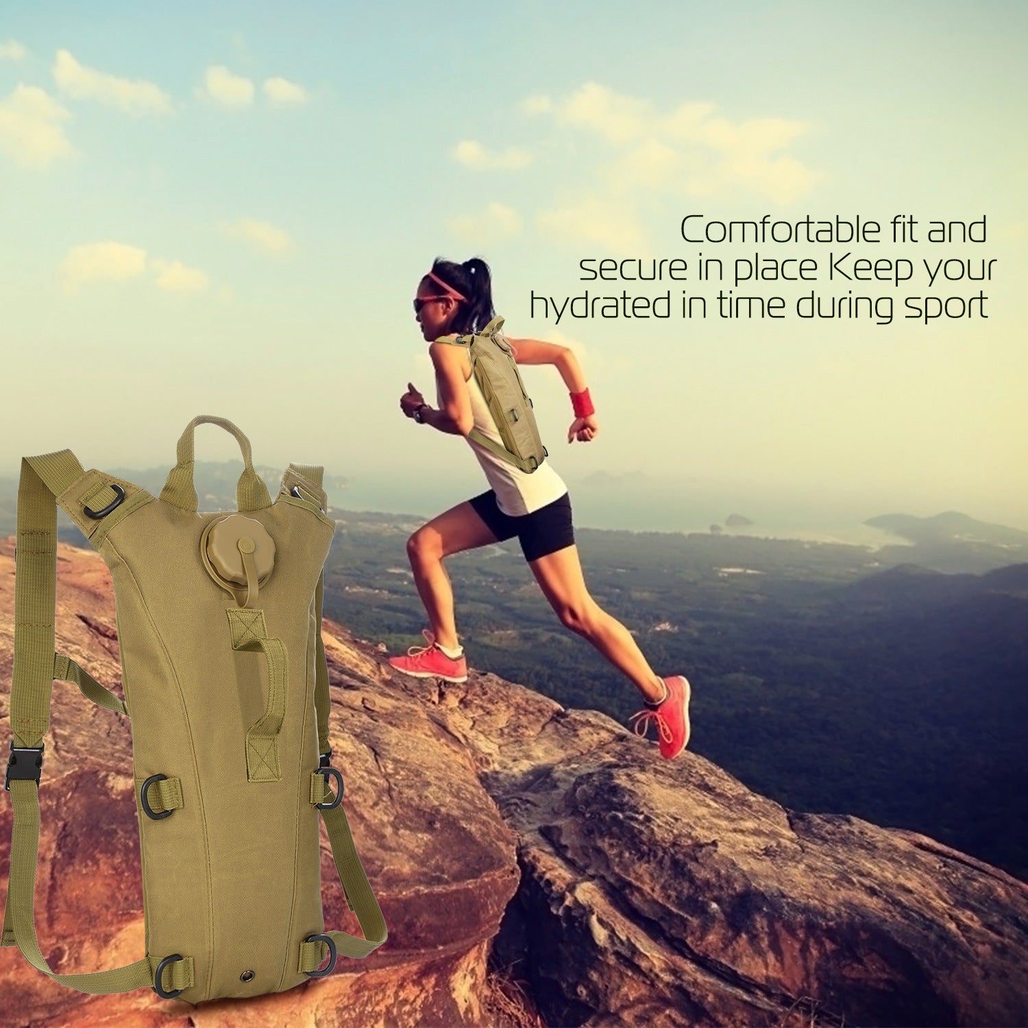 GemGear iMounTEK Tactical Hydration Pack 3L tan hydration backpack with adjustable bladder on Tampa Home & Garden Store