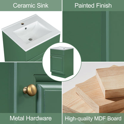 Bathroom Vanity with Sink green finish, white ceramic sink, adjustable shelf HouseOfZazla on Tampa Home & Garden Store