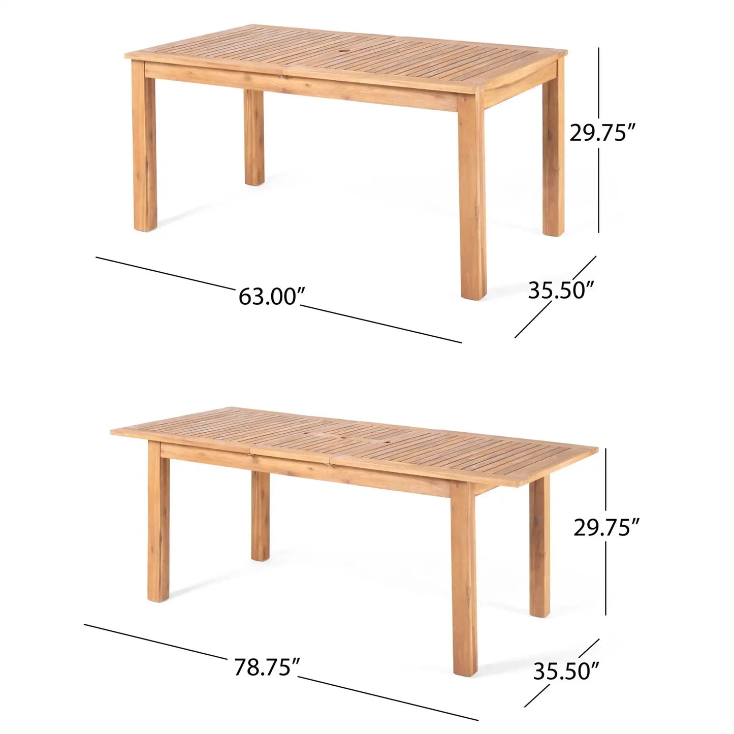 Outdoor Acacia Wood and Expandable Dining Table