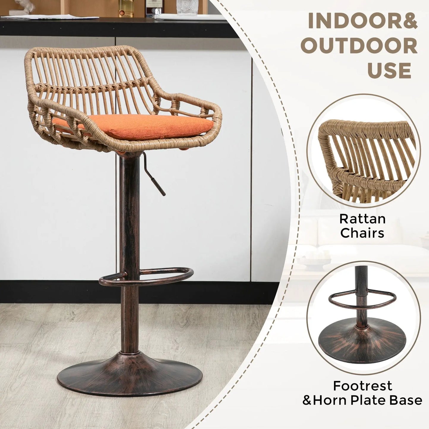 Modern Swivel Bar Stools with Footrest Set of 2