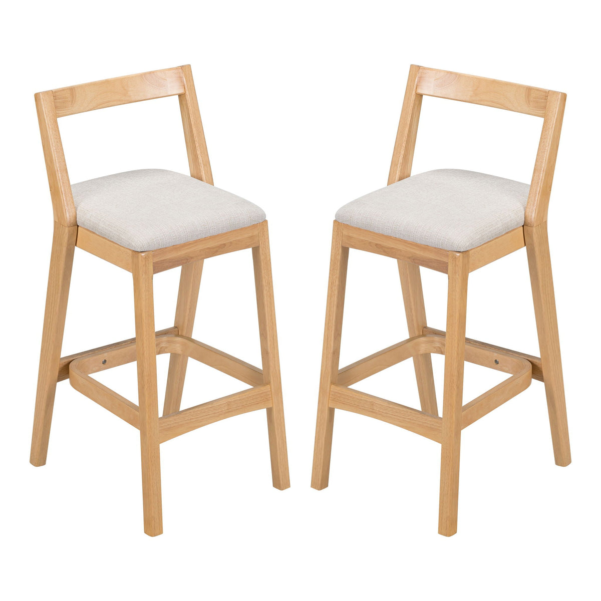 Jasper Indoor Bar Stools set of 2 with rubberwood frames and beige upholstery on Tampa Home & Garden Store