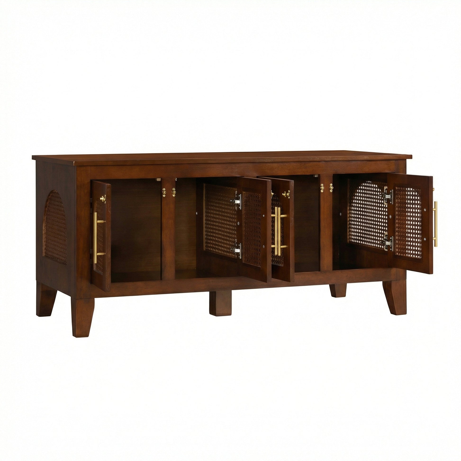 Lars Indoor dog crate cabinet in rubber wood with dark finish and rattan panels on Tampa Home & Garden Store