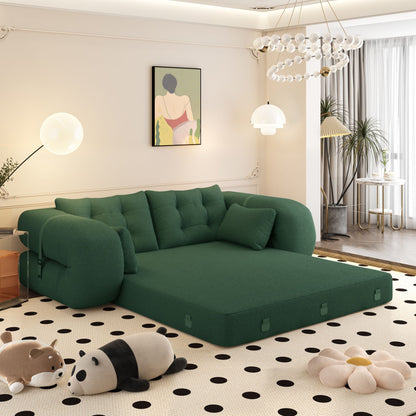 Human Dog Bed 3-in-1 foldable floor sofa bed emerald green with tufted cushions by HouseOfZazla for living room use on Tampa Home & Garden Store