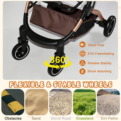Pet Stroller for Dogs and Cats by HouseOfZazla, brown fabric, 2-in-1 detachable with sun canopy on Tampa Home & Garden Store