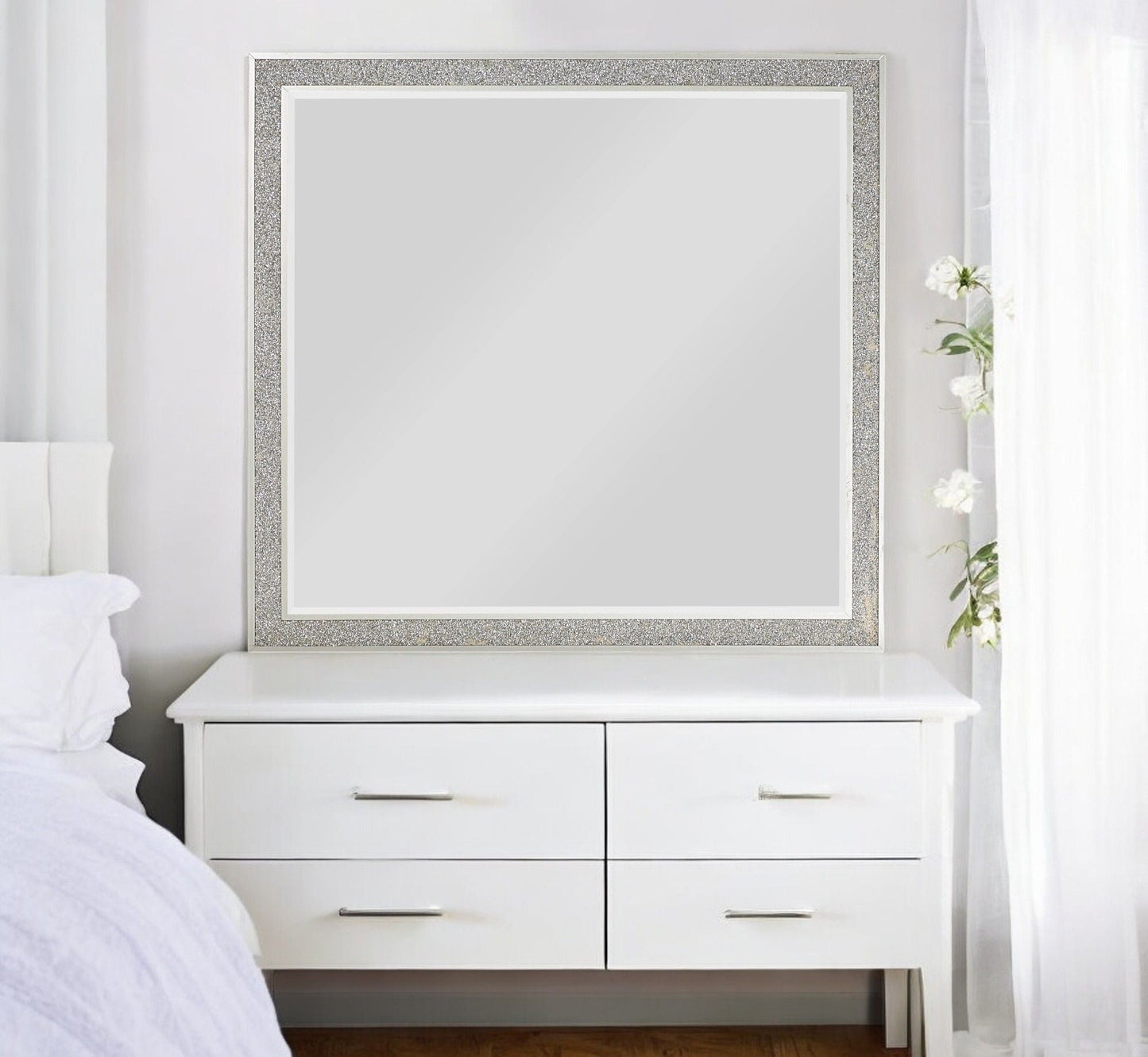 Sliverfluff Mirror Champagne glitter frame with mirrored surface by HouseOfZazla on Tampa Home & Garden Store