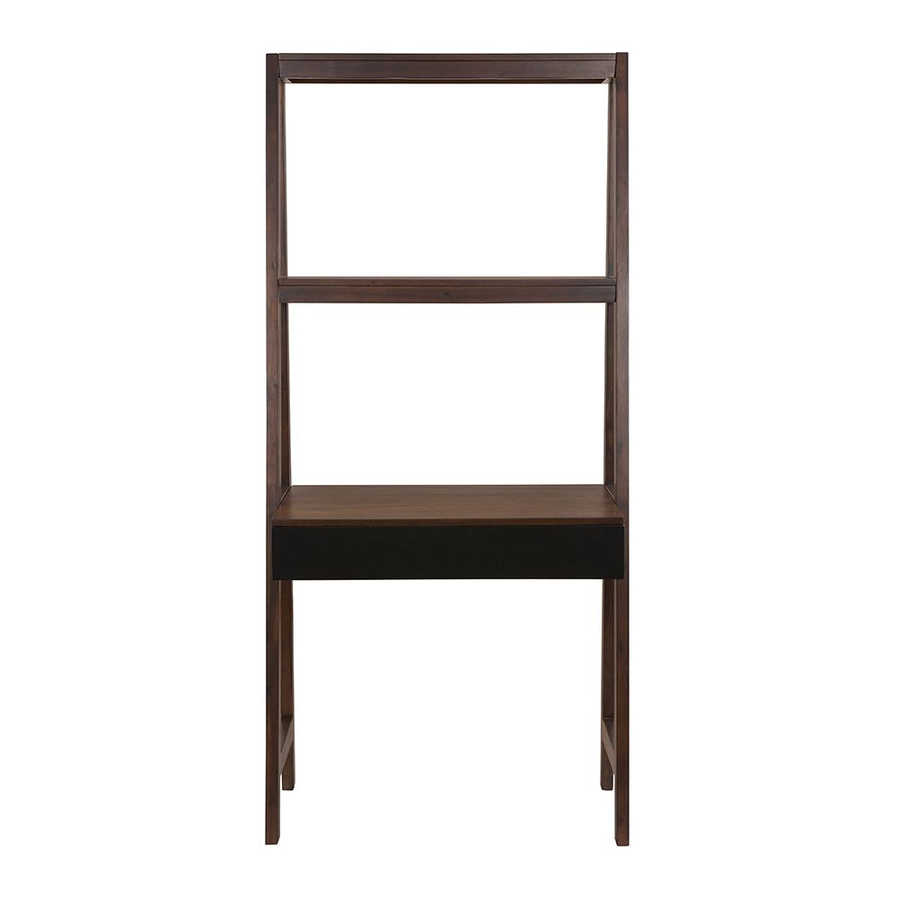 Ladder desk with ladder shelves in natural brown wood and black front, computer desk on Tampa Home & Garden Store