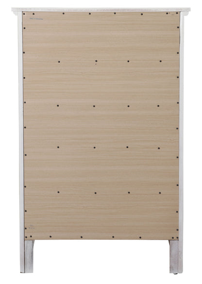 Accent chest back view with wood veneer and nickel hardware, wood finish with frame on Tampa Home & Garden Store