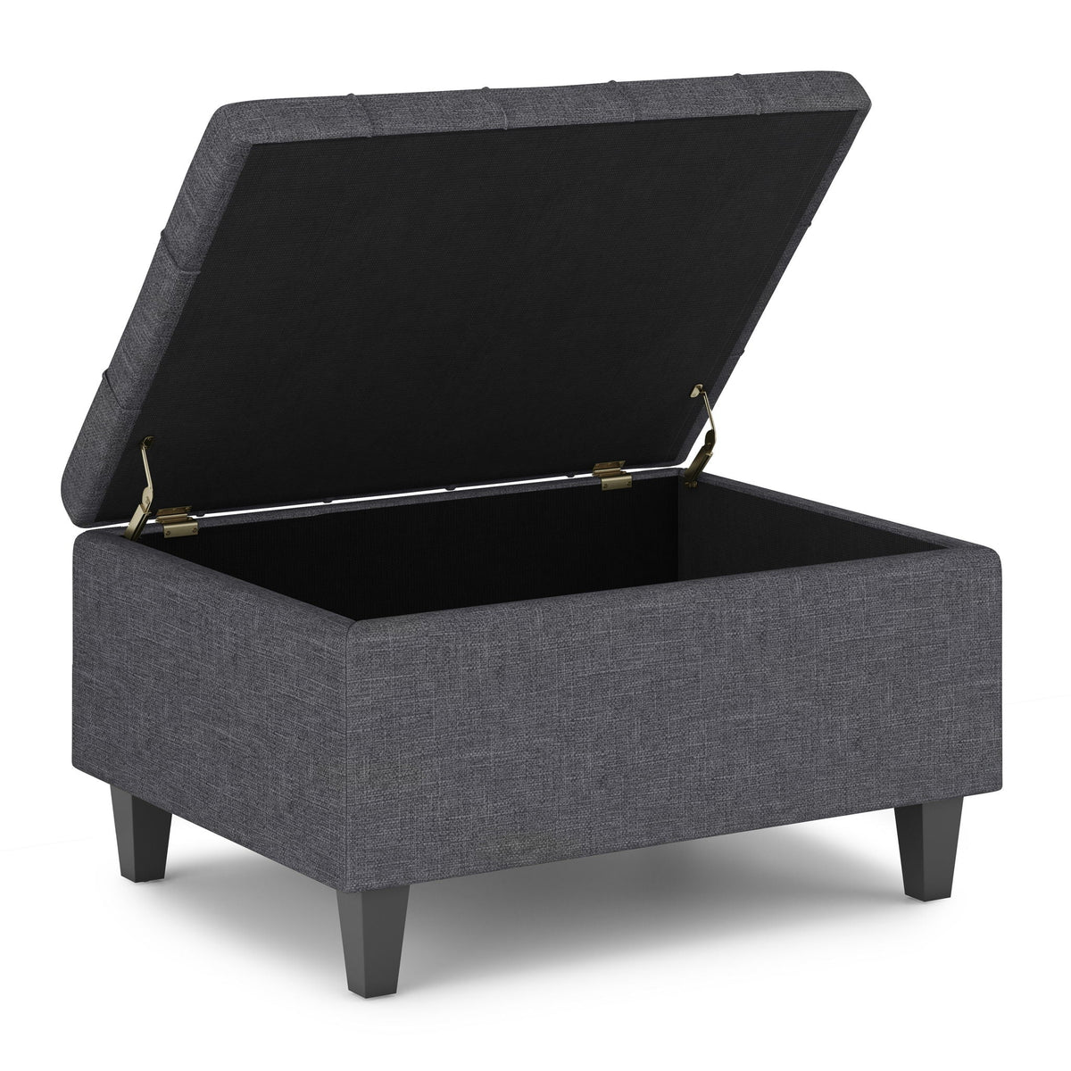 Harrison Tufted Lift Top Storage Ottoman by HouseOfZazla, gray fabric with interior storage on Tampa Home & Garden Store