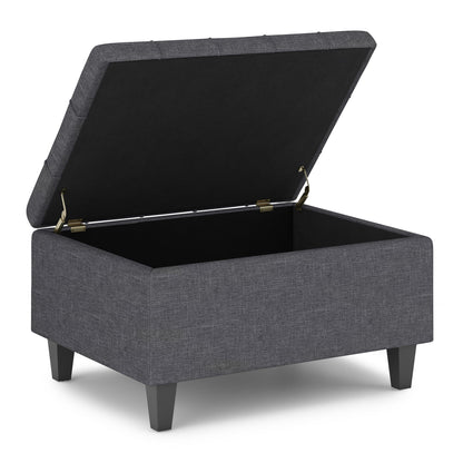 Harrison Tufted Lift Top Storage Ottoman by HouseOfZazla, gray fabric with interior storage on Tampa Home & Garden Store