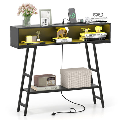 40" Console Table with Charging Station and LED Lights