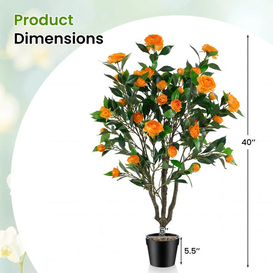40 Inch Artificial Camellia Tree with 37 Flowers