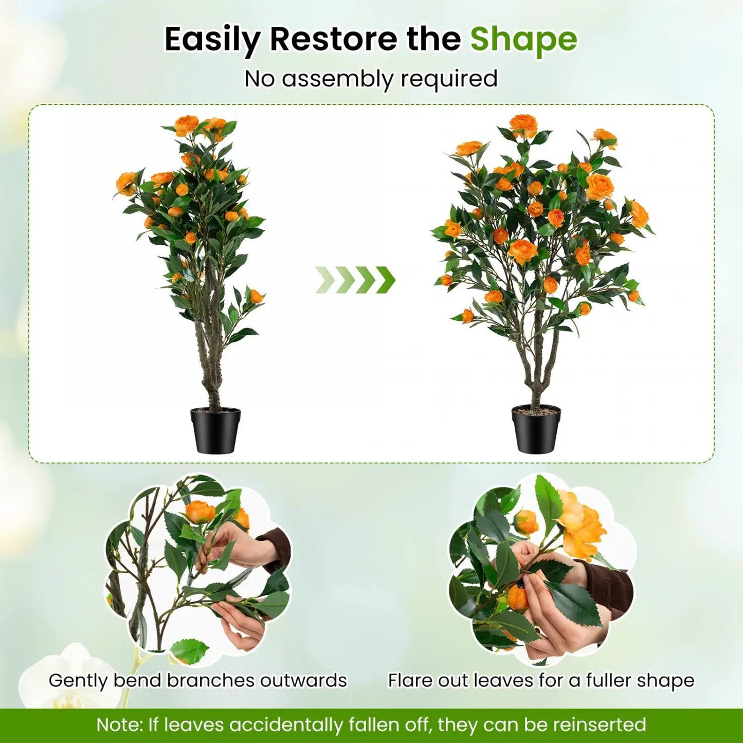 40 Inch Artificial Camellia Tree with 37 Flowers
