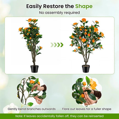 40 Inch Artificial Camellia Tree with 37 Flowers