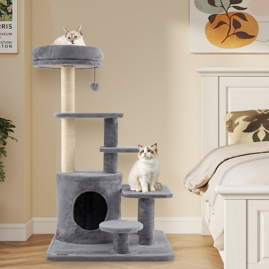 40 Inch Multi-level Cat Tower with Condo and Dangling Jingle Ball - Tampa Home & Garden Store