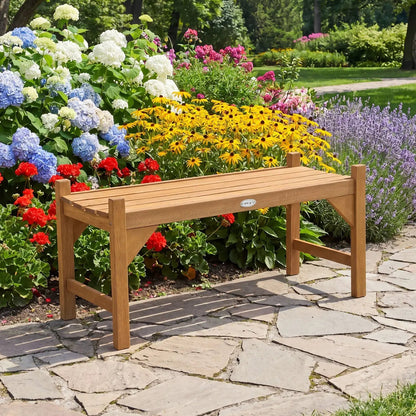 40 Inch Outdoor Bench With Contoured Seat Set 2