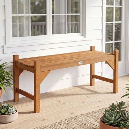 40 Inch Outdoor Bench With Contoured Seat Set 2