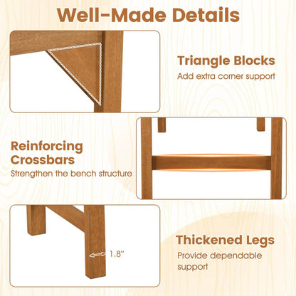 40 Inch Outdoor Bench With Contoured Seat Set 2