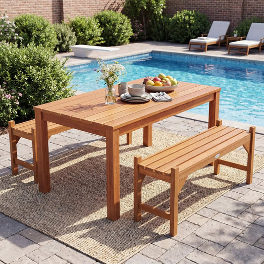 40-Inch outdoor bench with contoured seat, natural wood finish DirectDeals set of 2 on Tampa Home & Garden Store