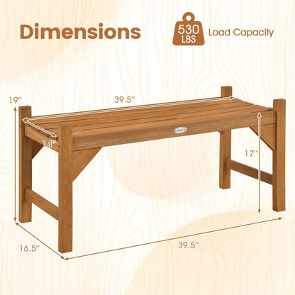 40 Inch Outdoor Bench With Contoured Seat Set 2