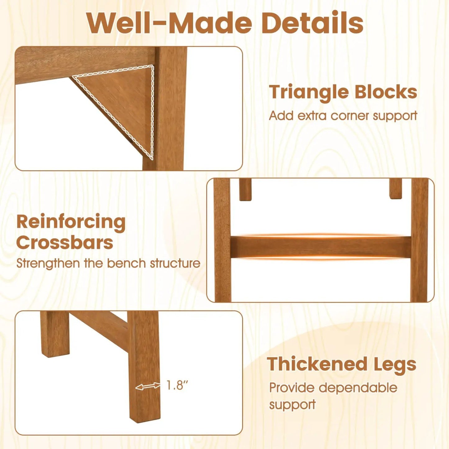 40 Inch Outdoor Bench With Contoured Seat Set 2