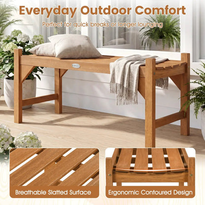 40 Inch Outdoor Bench With Contoured Seat Set 2
