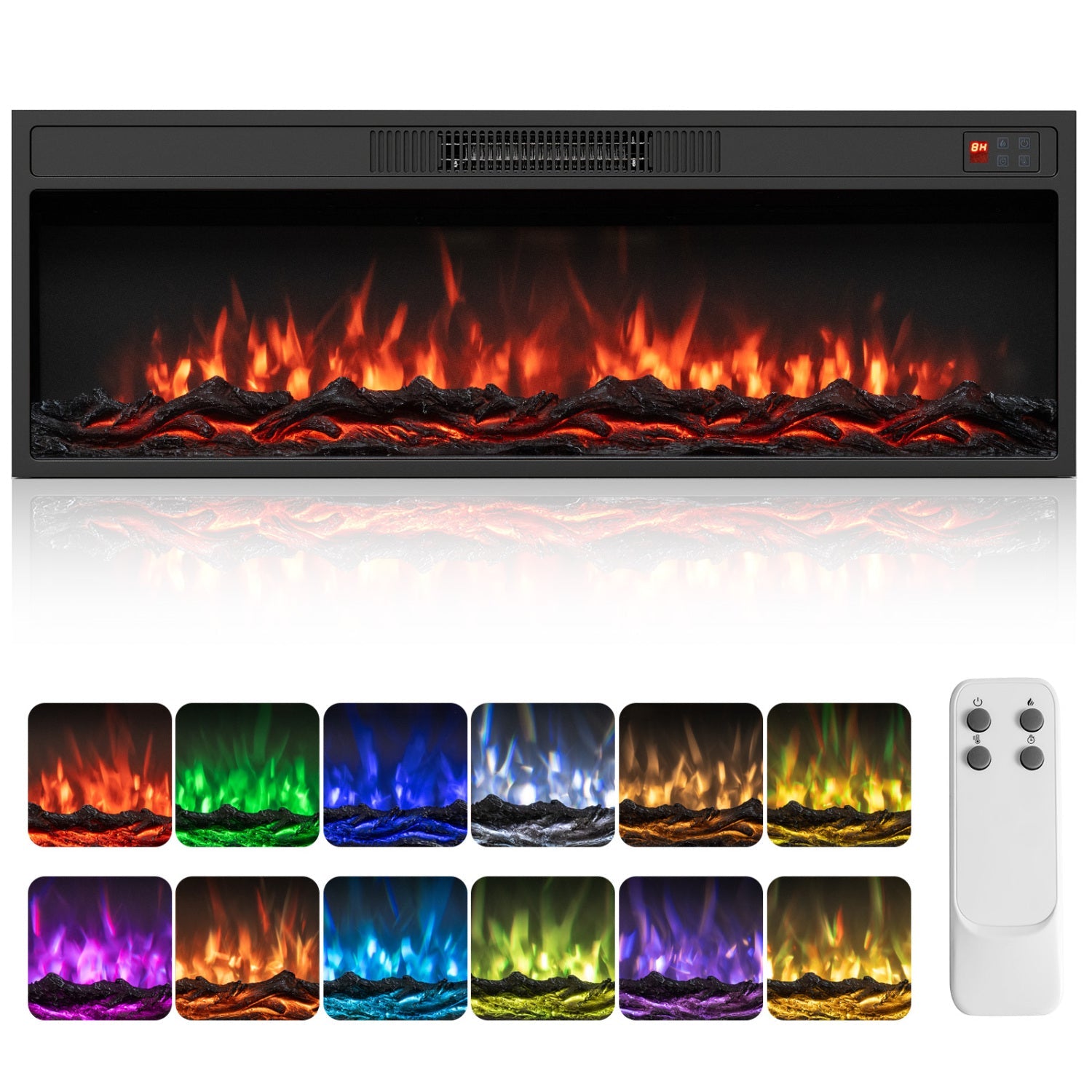 DirectDeals recessed electric fireplace with remote control black surround on Tampa Home & Garden Store