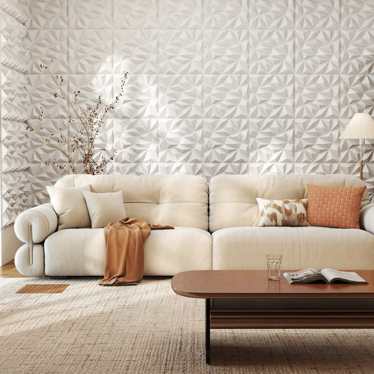 40-Pack 3D Wall Panels with Decorative Diamond Patterns-White - Tampa Home & Garden Store