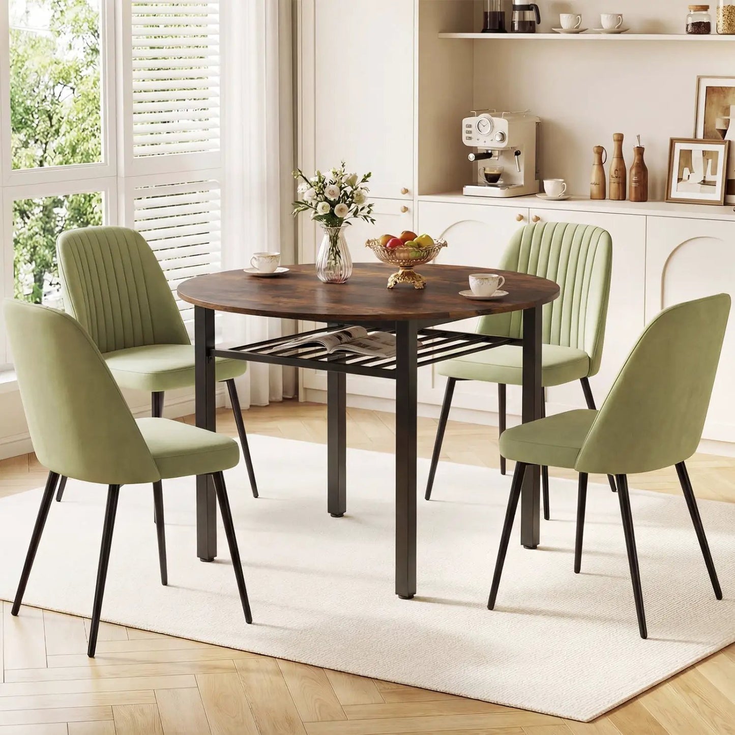 40 Inch Round Dining Table With Storage Shelf