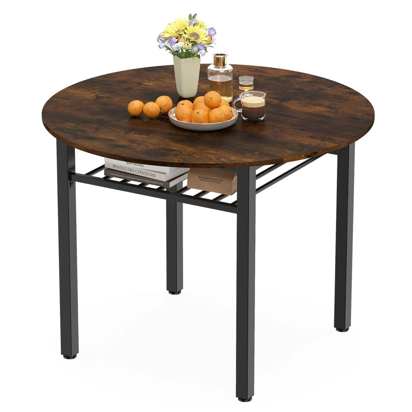 40 Inch Round Dining Table With Storage Shelf