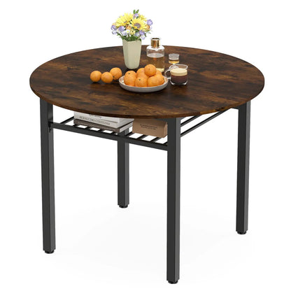 40 Inch Round Dining Table With Storage Shelf