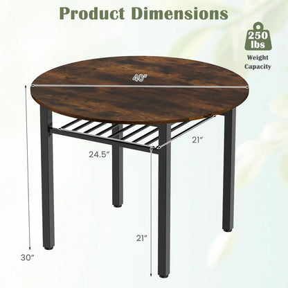 40 Inch Round Dining Table With Storage Shelf