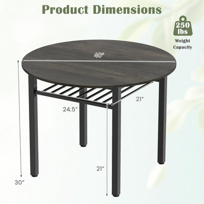 40 Inch Round Dining Table With Storage Shelf