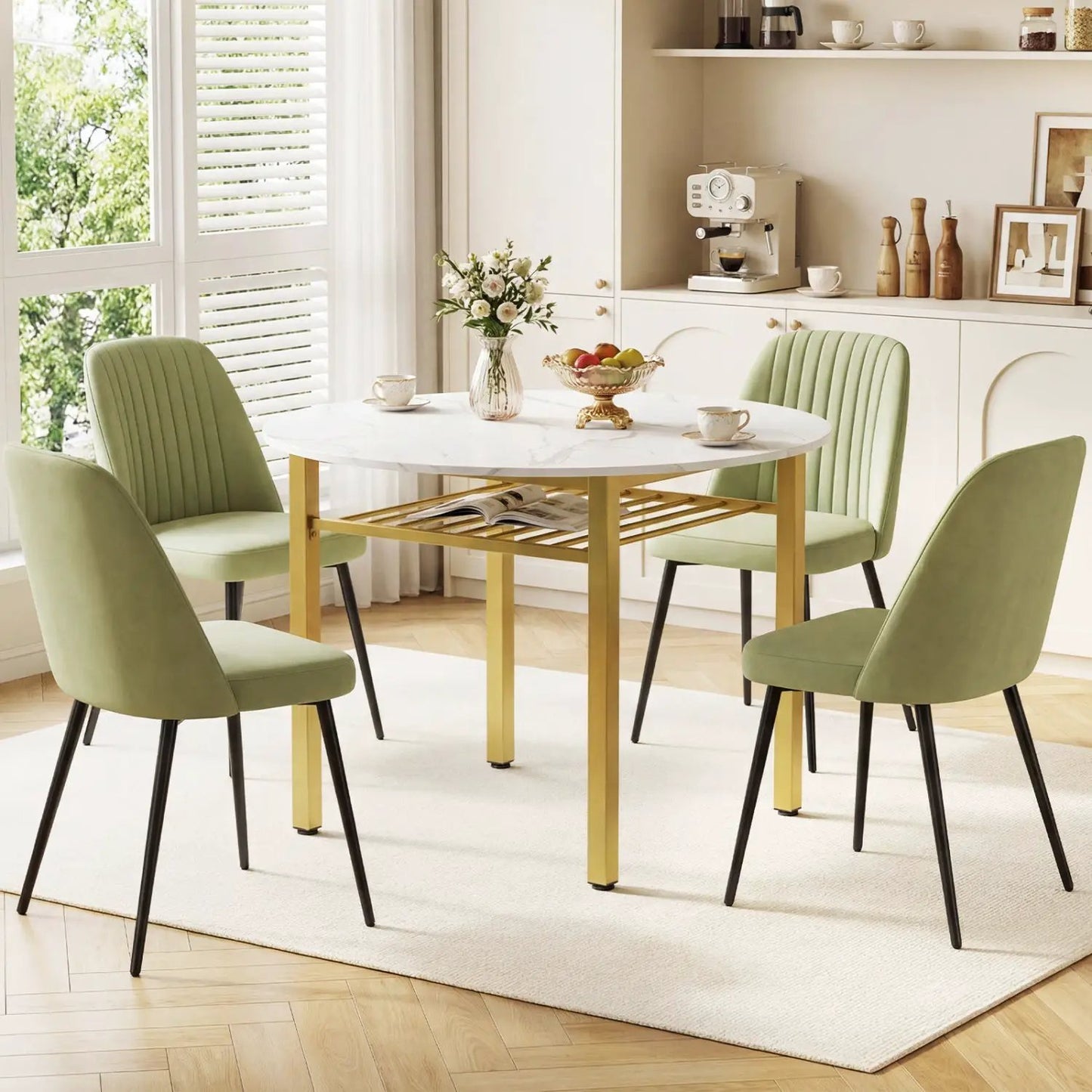 40 Inch Round Dining Table With Storage Shelf