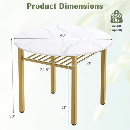 40 Inch Round Dining Table With Storage Shelf