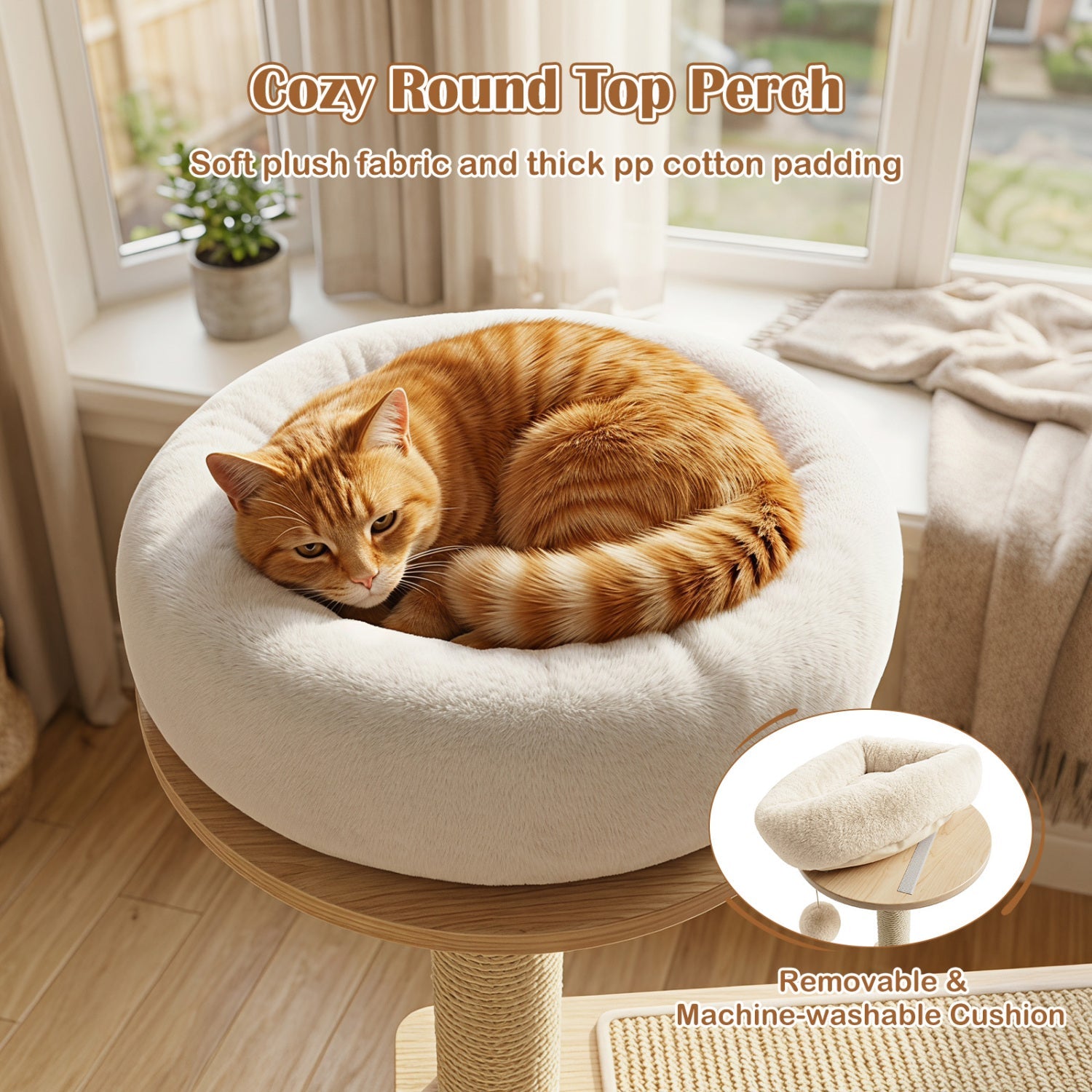 40-inch solid wood cat tree with round plush top perch, space capsule and sisal posts on Tampa Home & Garden Store