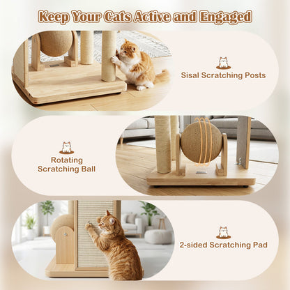 40-Inch Solid Wood Cat Tree with Space Capsule & Sisal Posts DirectDeals on Tampa Home & Garden Store