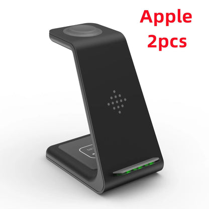 3-in-1 fast wireless charging station stand in black with phone holder and LED indicator on Tampa Home & Garden Store