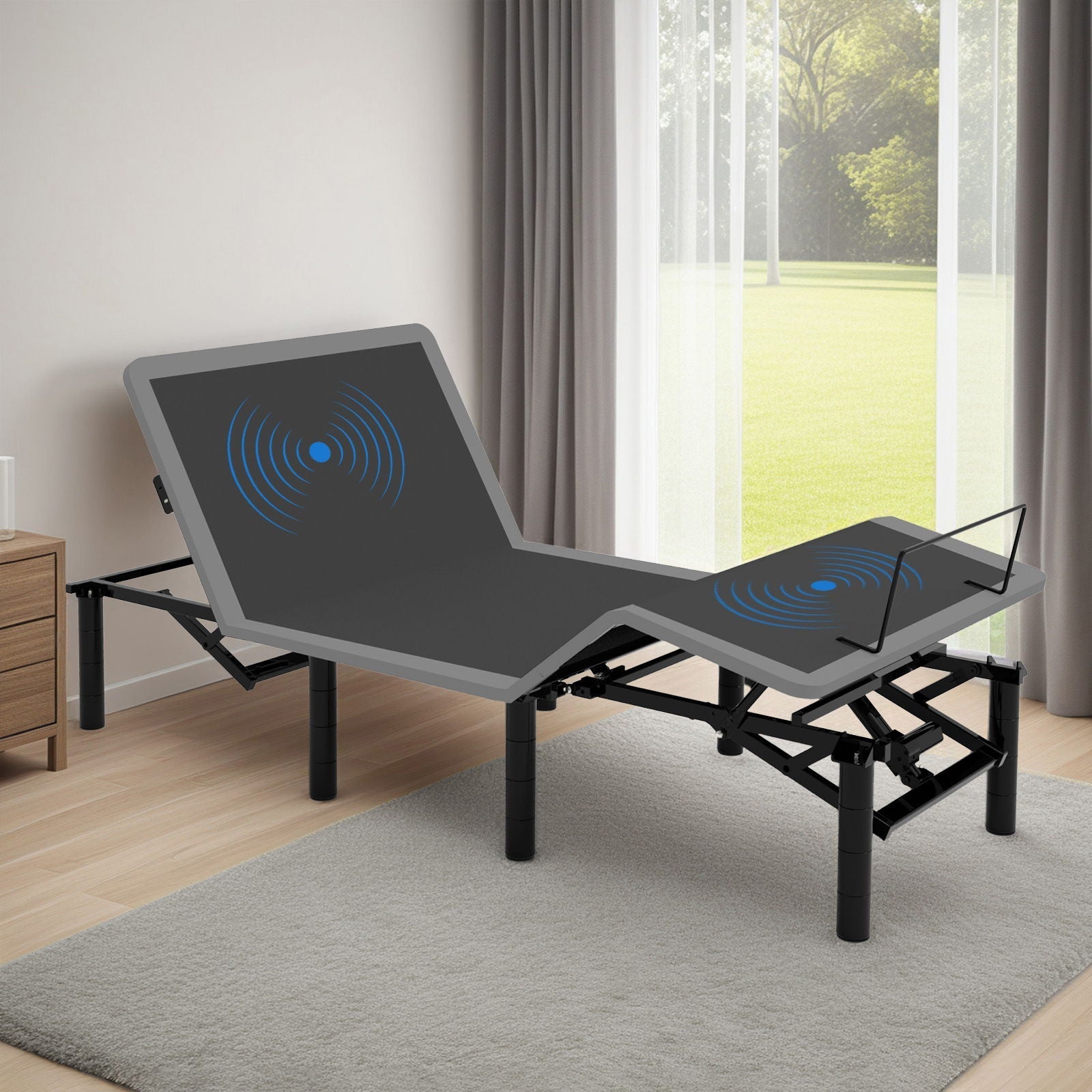 Adjustable bed base with massage and incline, wireless remote and USB ports on Tampa Home & Garden Store