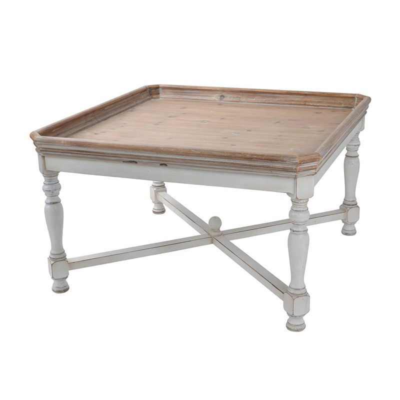 Narrow Alcott Side Table with light brown fir top and distressed white frame HouseOfZazla on Tampa Home & Garden Store